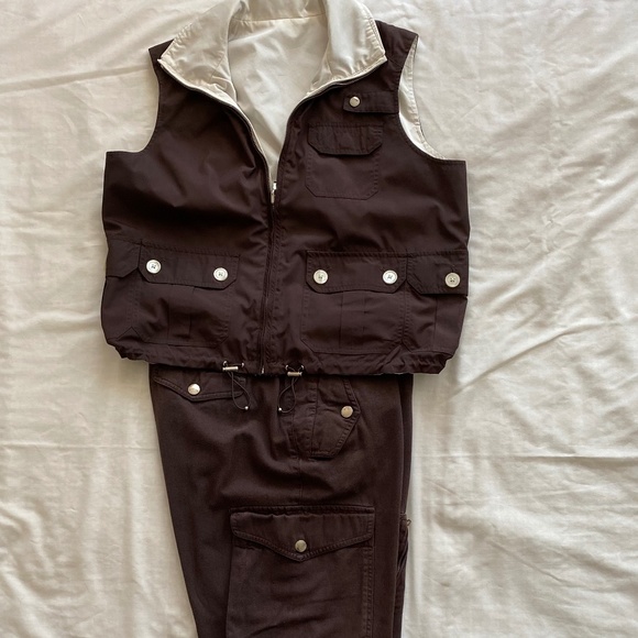 Ralph Lauren Capri Cropped Pants Sz 12 + Women's Reversible Matching Vest  Large - Picture 4 of 4